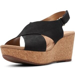 Clarks Women's Annadel Eirwyn Nubuck Sandals, Size 6.5 W Womens Shoes Color Tan